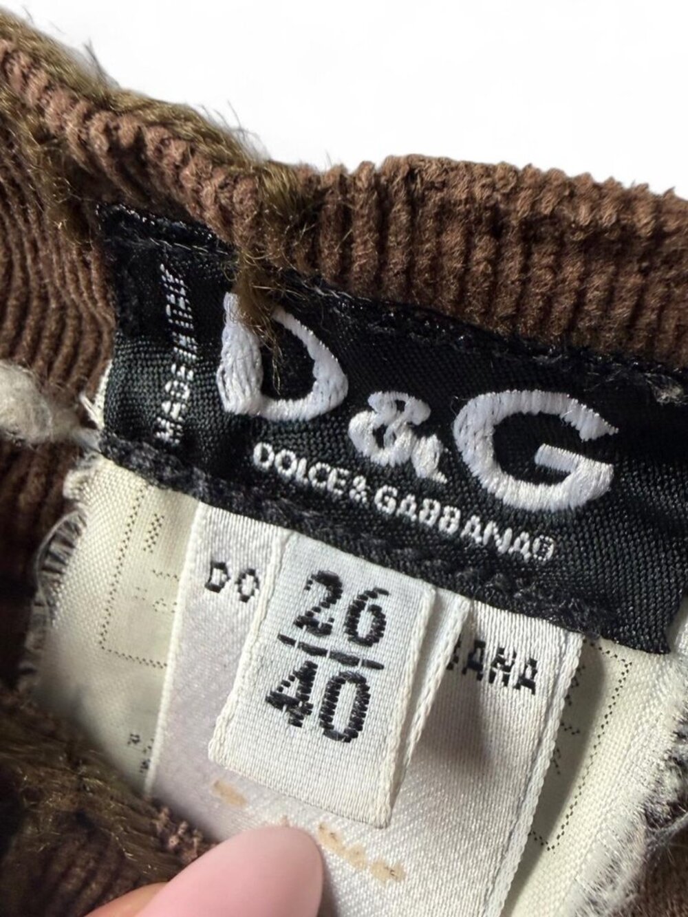 Brown corduroy D&G pants with stitching on pockets and embroidery on front - Picture 5 of 6